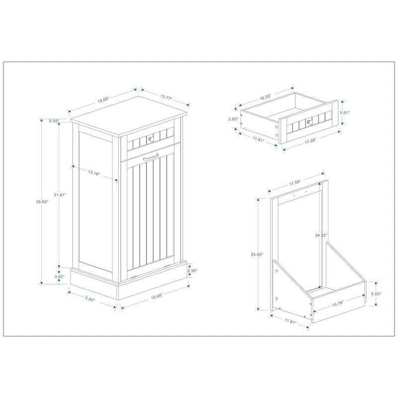 Küchenmüllschrank mit Kippschublade – Weißes E1 MDF