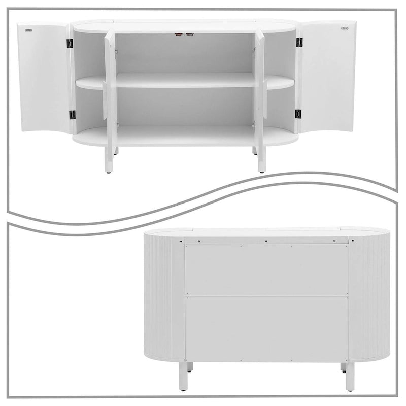 Modernes stilvolles Sideboard aus Holz mit vertikal gestreiften Schranktüren