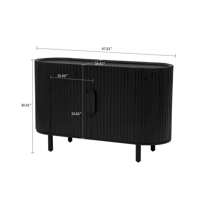Modernes stilvolles Sideboard aus Holz mit vertikal gestreiften Schranktüren