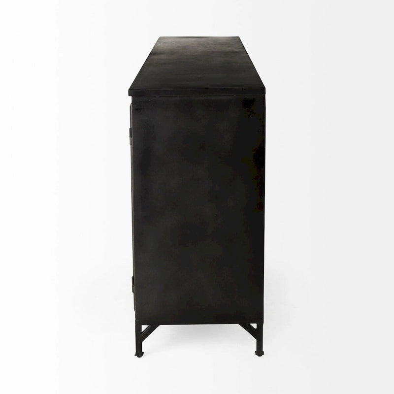 79-Zoll schwarzes Sideboard aus Metall mit Glastüren - Industrieller Stil