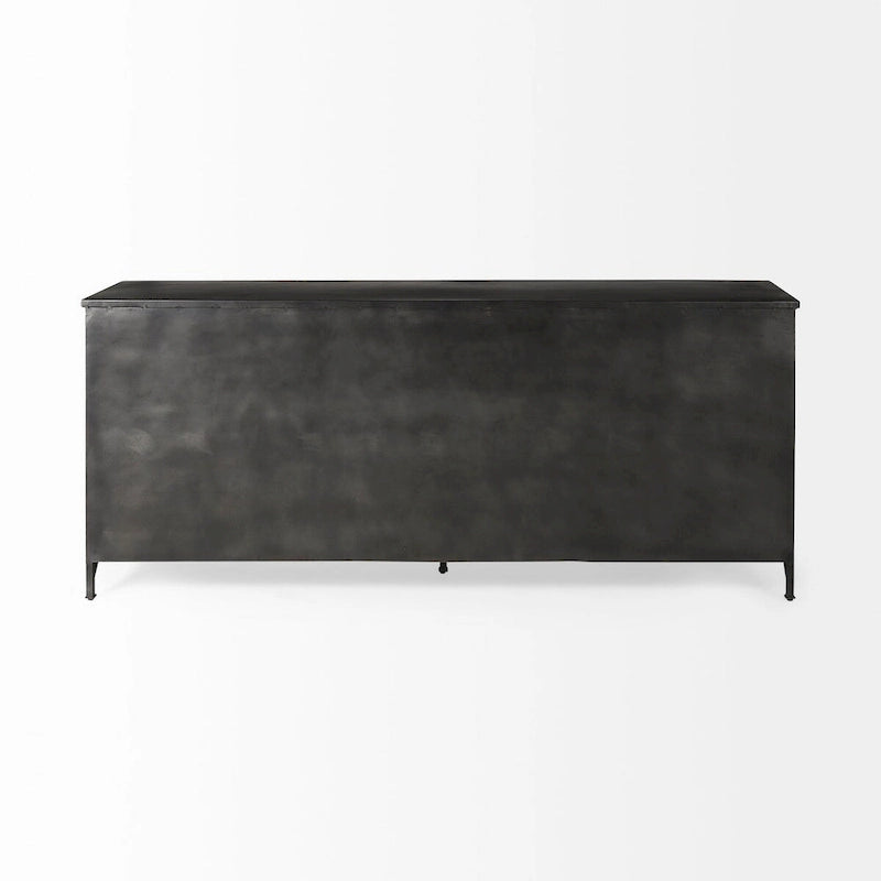 79-Zoll schwarzes Sideboard aus Metall mit Glastüren - Industrieller Stil