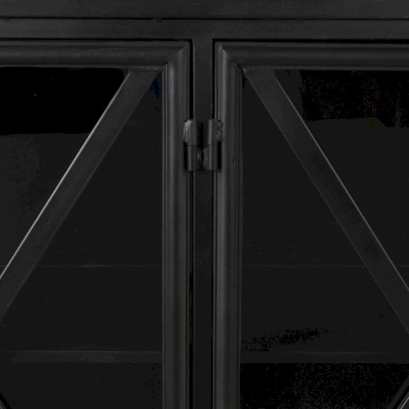 79-Zoll schwarzes Sideboard aus Metall mit Glastüren - Industrieller Stil