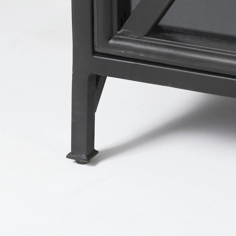 79-Zoll schwarzes Sideboard aus Metall mit Glastüren - Industrieller Stil