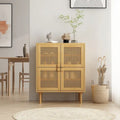 Modernes Sideboard mit 4 Türen und Rattan-Geflecht