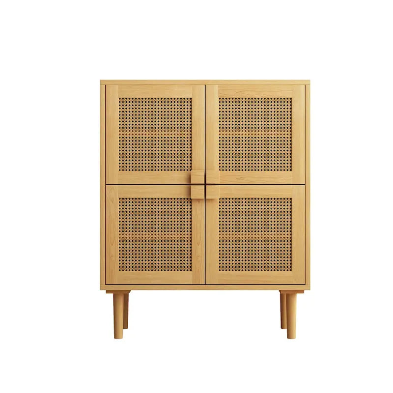Modernes Sideboard mit 4 Türen und Rattan-Geflecht
