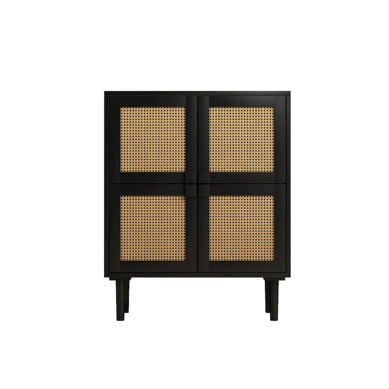 Modernes Sideboard mit 4 Türen und Rattan-Geflecht