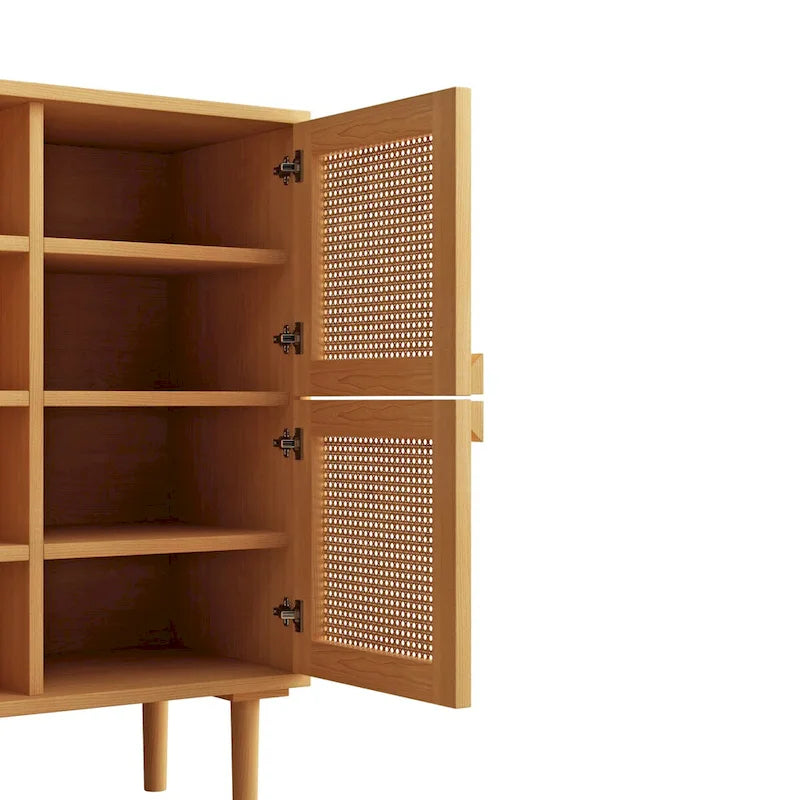 Modernes Sideboard mit 4 Türen und Rattan-Geflecht