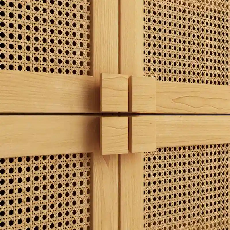 Modernes Sideboard mit 4 Türen und Rattan-Geflecht