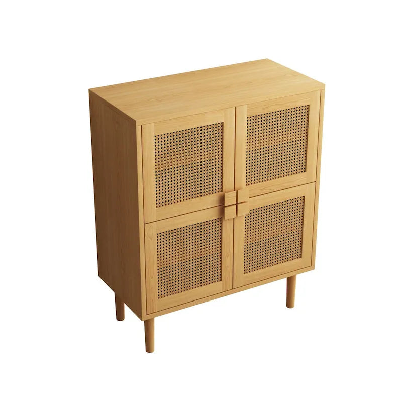 Modernes Sideboard mit 4 Türen und Rattan-Geflecht