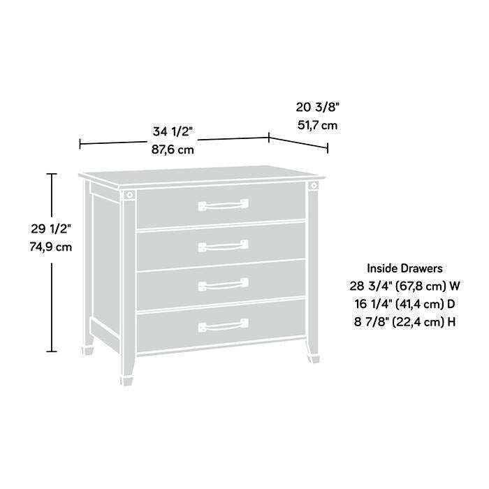 2-Schubladen-Aktenschrank – Washington Cherry mit schmiedeeisernen Beschlägen