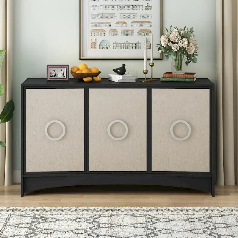 Aufbewahrungsschrank mit geschwungenem Design und verstellbaren Regalböden für Wohnzimmer