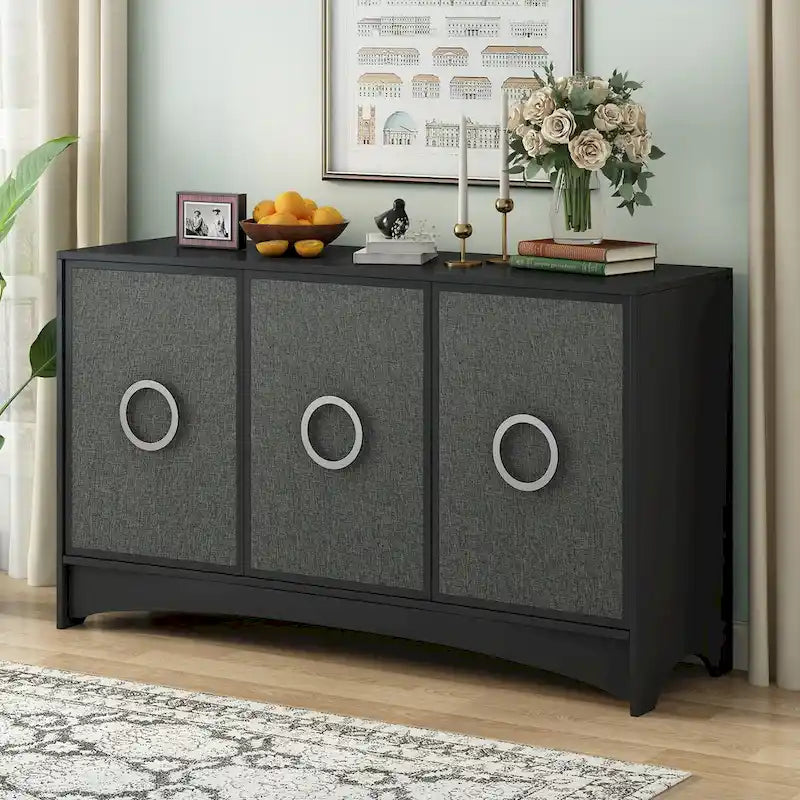 Aufbewahrungsschrank mit geschwungenem Design und verstellbaren Regalböden für Wohnzimmer