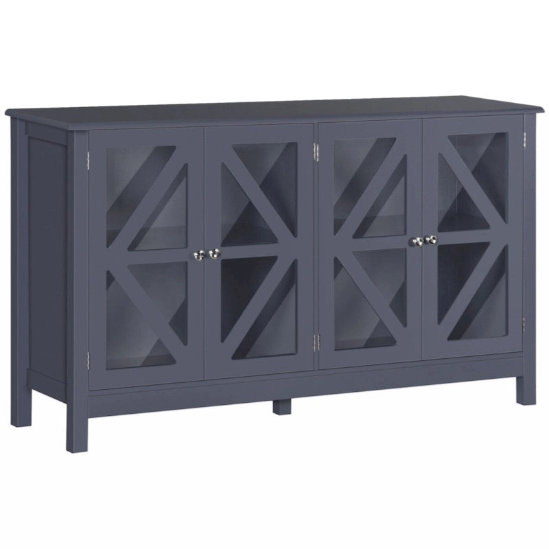 Sideboard, Buffetschrank mit Türen aus gehärtetem Glas und verstellbarem Ablagefach, Anrichte, Grau