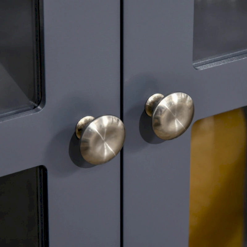 Sideboard, Buffetschrank mit Türen aus gehärtetem Glas und verstellbarem Ablagefach, Anrichte, Grau