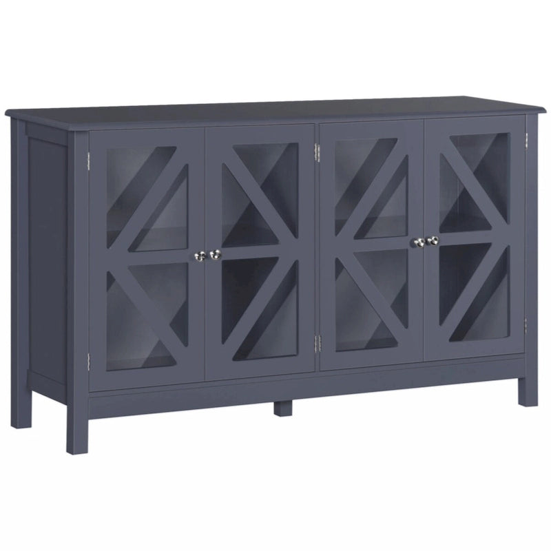 Sideboard, Buffetschrank mit Türen aus gehärtetem Glas und verstellbarem Ablagefach, Anrichte, Grau