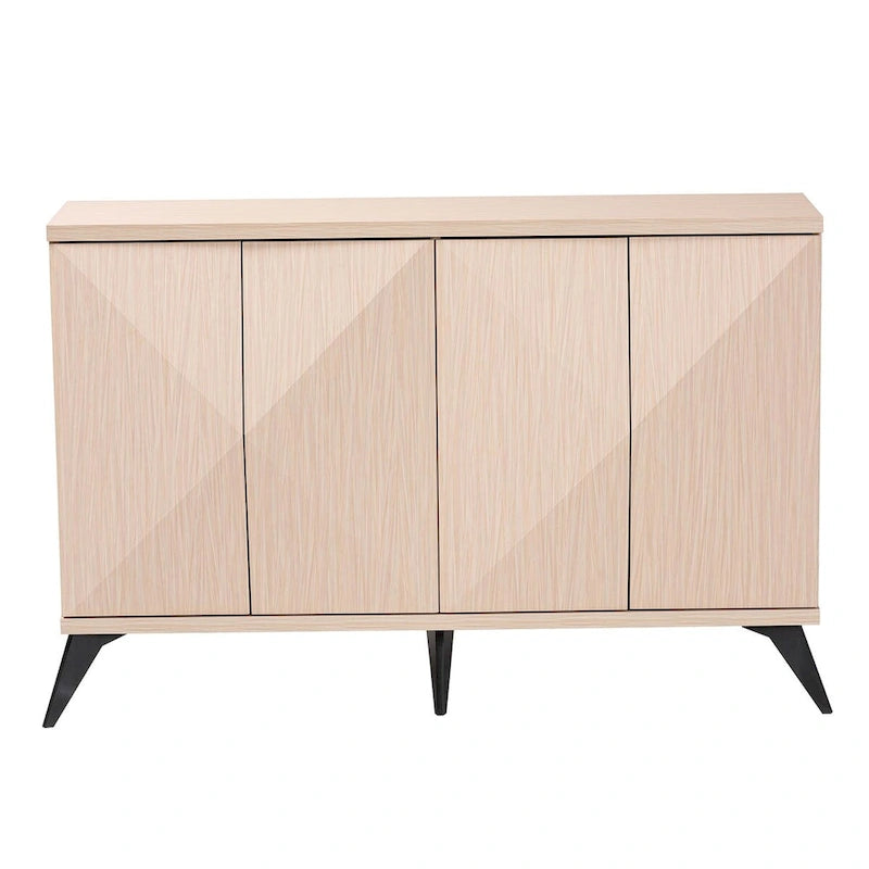 Mid-Century Modern Zweifarbiges 4-Türiges Sideboard Buffet – Hellbraun und Schwarz
