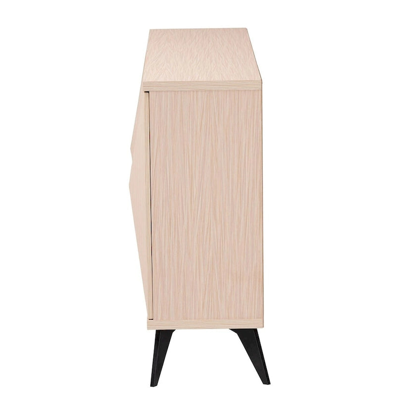 Mid-Century Modern Zweifarbiges 4-Türiges Sideboard Buffet – Hellbraun und Schwarz