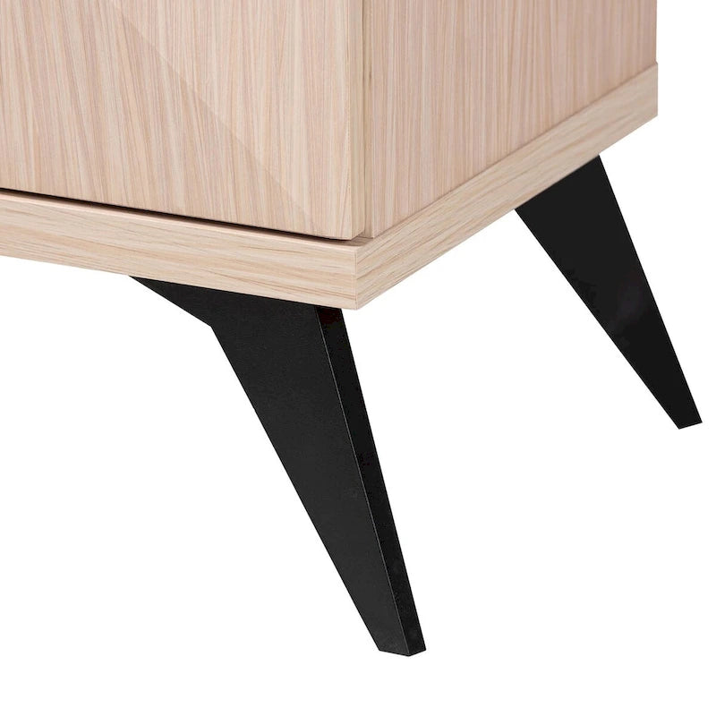 Mid-Century Modern Zweifarbiges 4-Türiges Sideboard Buffet – Hellbraun und Schwarz