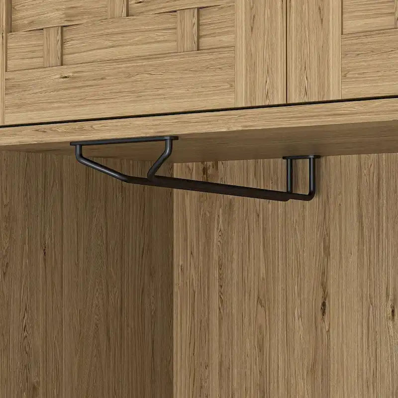Akzent Küchenbuffet und Hochschrank Holz-Aufbewahrungsschrank mit Glasakzent-Schublade und Mikrowellenfach