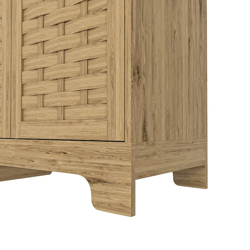 3-türiger Aufbewahrungsschrank mit geflochtenem Holzdesign