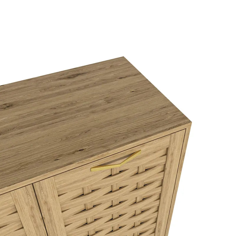 3-türiger Aufbewahrungsschrank mit geflochtenem Holzdesign