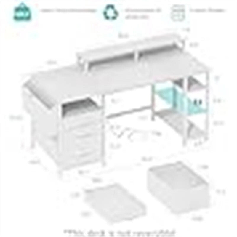 Weißer Computertisch – 18,8T x 18,8B x 33,4H
