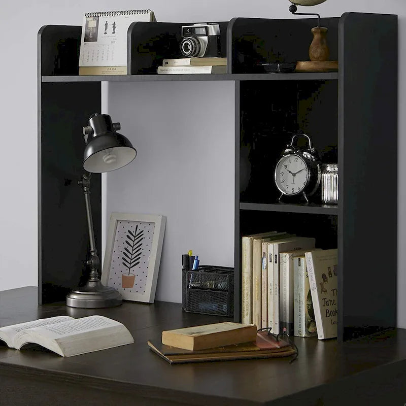 Schreibtisch-Bücherregalaufsatz – Schwarz, 37B x 9,5T x 29H