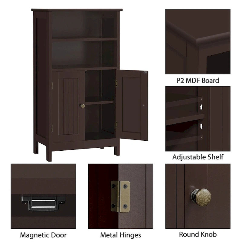 5-stöckiger Badezimmerschrank aus Holz mit verstellbarem Regal