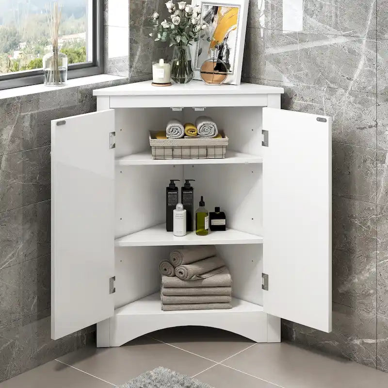 Badezimmerschrank mit verstellbaren Einlegeböden, freistehend – 43,7L x 43,7B x 80H cm