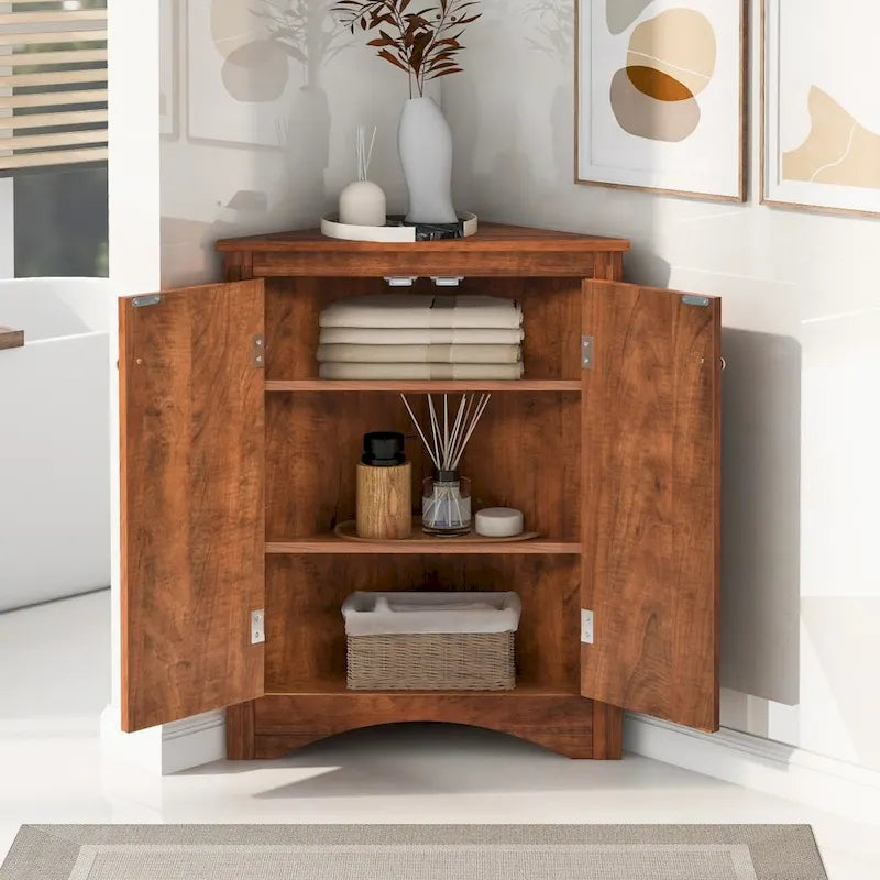 Bathroom Storage Cabinet with Adjustable Shelves Freestanding Floor Cabinet - 17.2L x 17.2W x 31.5H