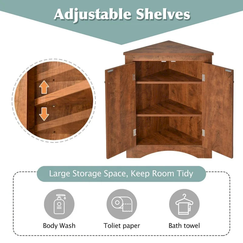 Badezimmerschrank mit verstellbaren Einlegeböden, freistehend – 43,7L x 43,7B x 80H cm