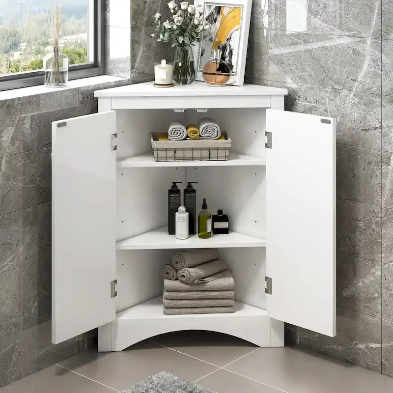 Badezimmerschrank mit verstellbaren Einlegeböden, freistehend – 43,7L x 43,7B x 80H cm