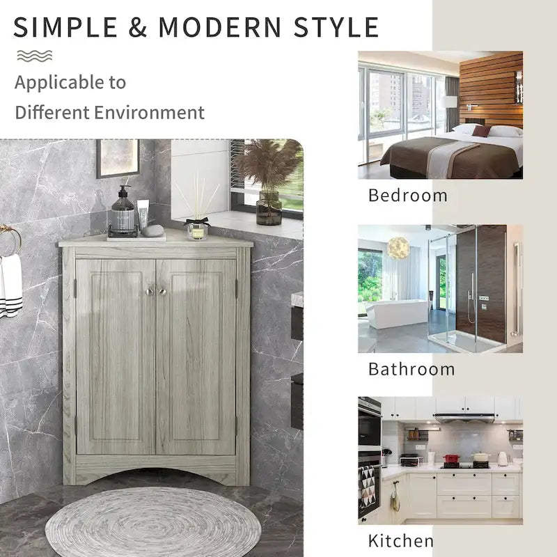 Badezimmerschrank mit verstellbaren Einlegeböden, freistehend – 43,7L x 43,7B x 80H cm