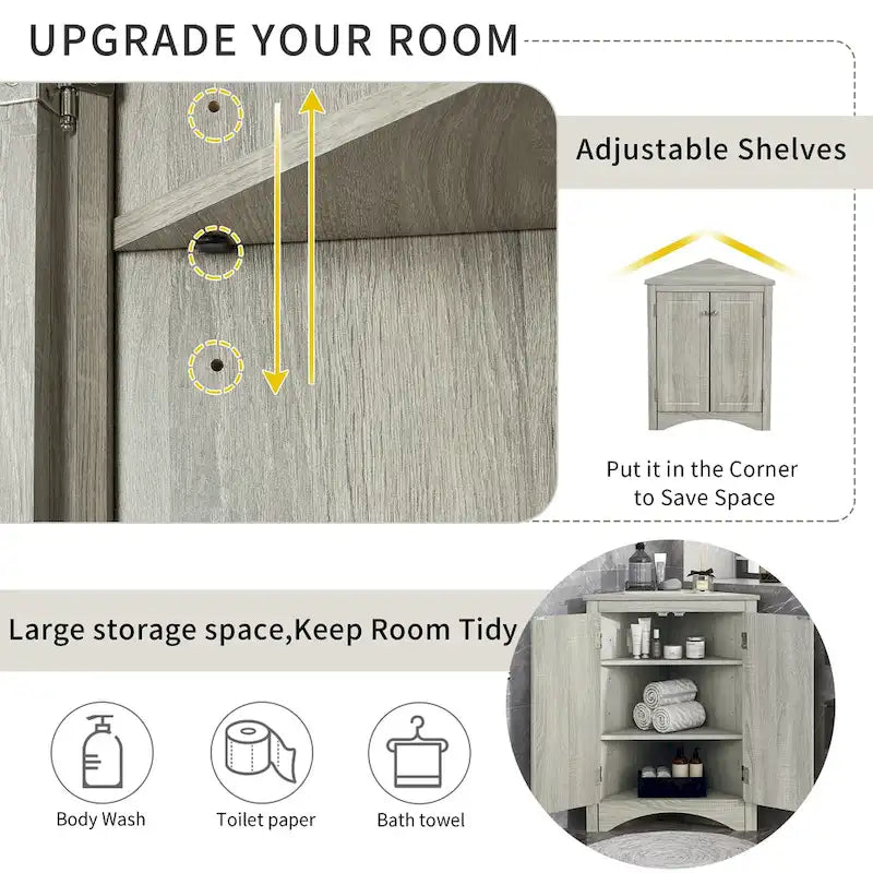 Badezimmerschrank mit verstellbaren Einlegeböden, freistehend – 43,7L x 43,7B x 80H cm