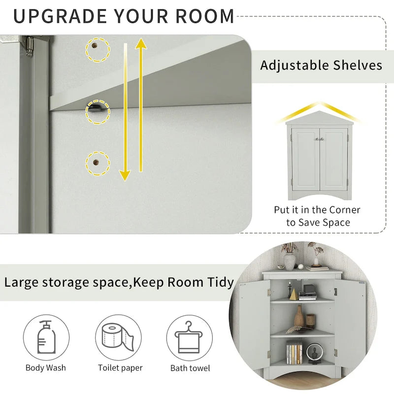Badezimmerschrank mit verstellbaren Einlegeböden, freistehend – 43,7L x 43,7B x 80H cm
