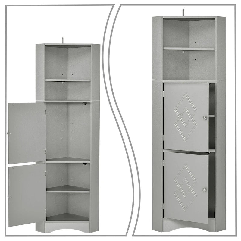 Moderner Bad Hochschrank aus Holz mit Metallelementen