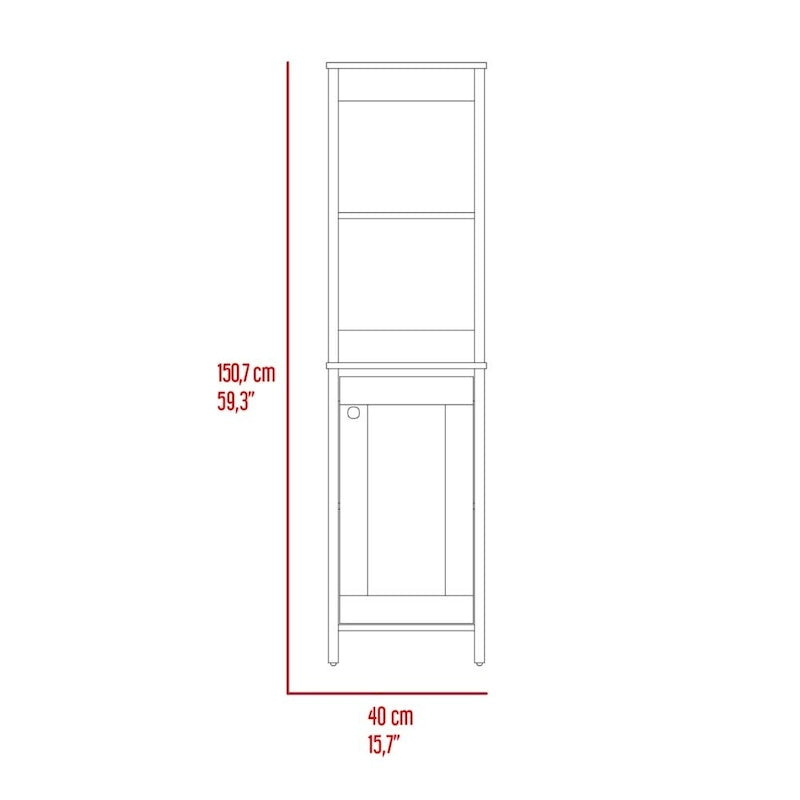 Badezimmer-Bodenschrank,Badezimmer-Aufbewahrungsschrank,Zwei Innenablagen,Zwei offene Ablagen,Einzeltür