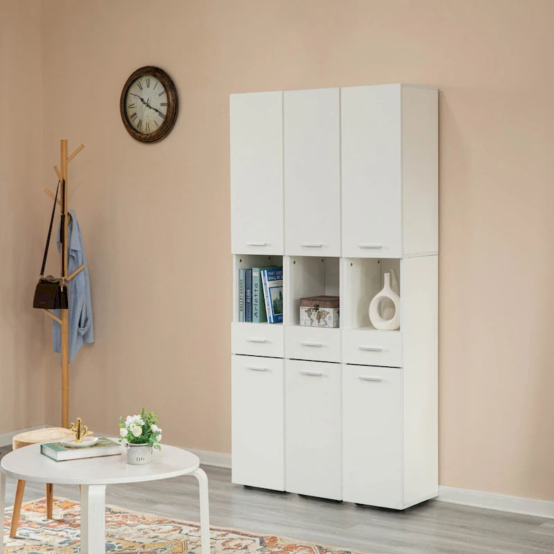 71,5 Zoll großer, dünner Eckschrank mit 2 Türen, 1 Schublade, freistehender Wäscheschrank