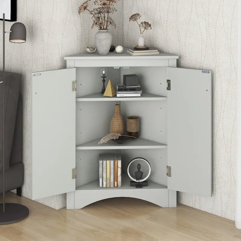 Eck-Badezimmerschrank mit verstellbaren Regalen, freistehender Bodenschrank für Zuhause und Küche