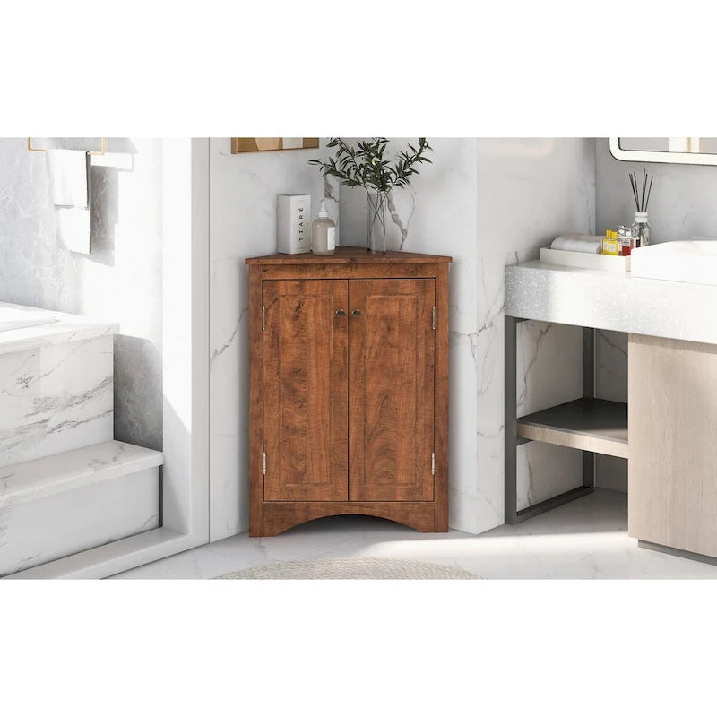 Eck-Badezimmerschrank mit verstellbaren Regalen, freistehender Bodenschrank für Zuhause und Küche