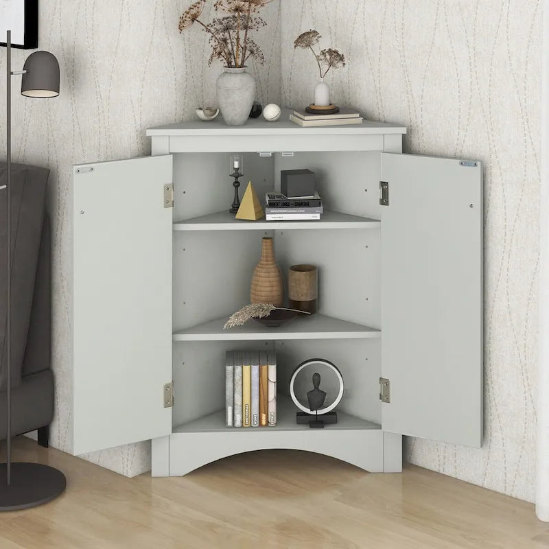 Eck-Badezimmerschrank mit verstellbaren Regalen, freistehender Bodenschrank für Zuhause und Küche