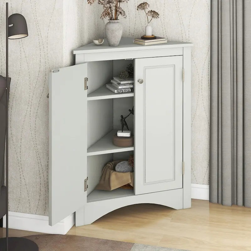 Eck-Badezimmerschrank mit verstellbaren Regalen, freistehender Bodenschrank für Zuhause und Küche