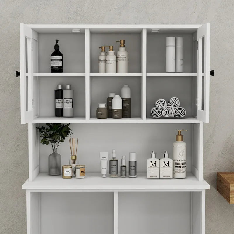 Wäschekorb-Badschrank mit zwei Fächern und Kippfunktion