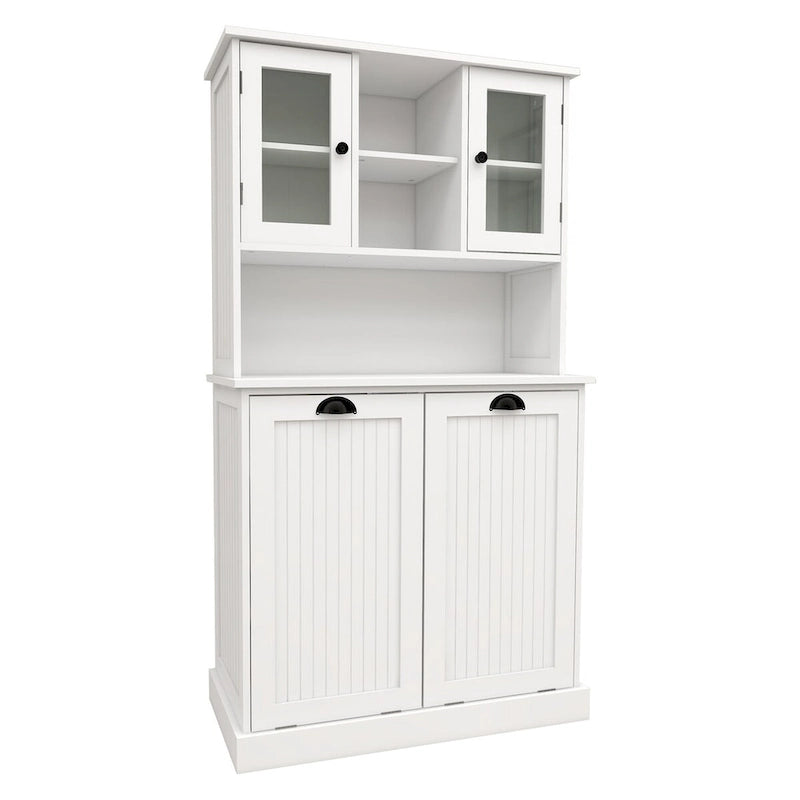 Wäschekorb-Badschrank mit zwei Fächern und Kippfunktion