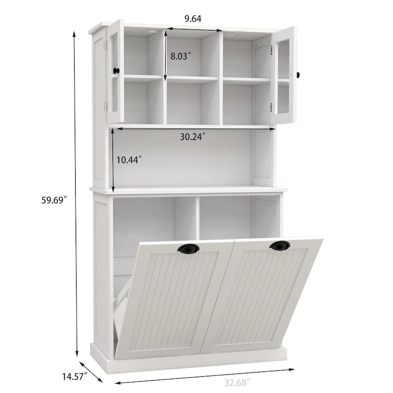 Wäschekorb-Badschrank mit zwei Fächern und Kippfunktion