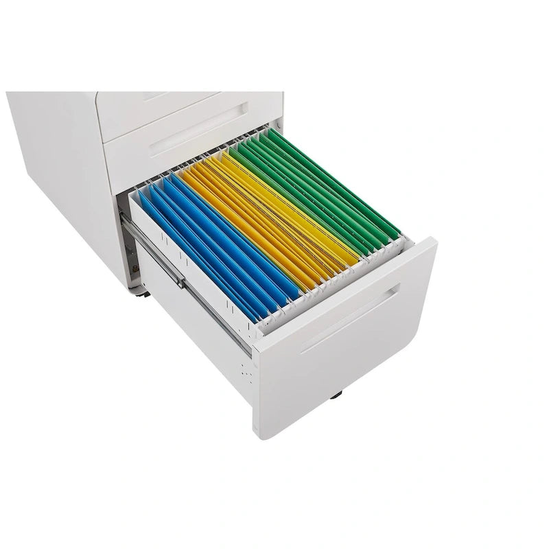 Rollcontainer mit 3 Schubladen, Vielseitiger Aktenschrank, 5 Rollen Design Kippsicher Kaltgewalzter Stahl Wasserdicht Feuchtigkeitsbeständig