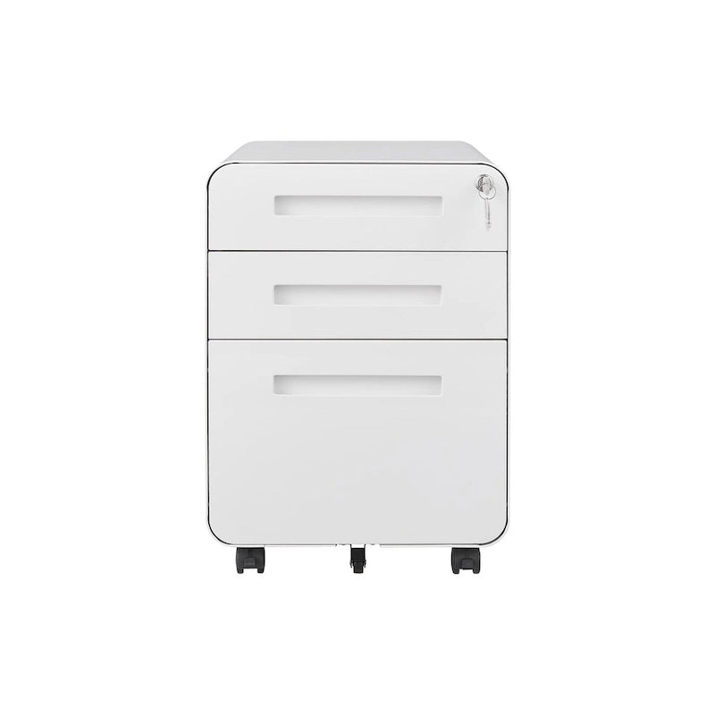 Rollcontainer mit 3 Schubladen, Vielseitiger Aktenschrank, 5 Rollen Design Kippsicher Kaltgewalzter Stahl Wasserdicht Feuchtigkeitsbeständig
