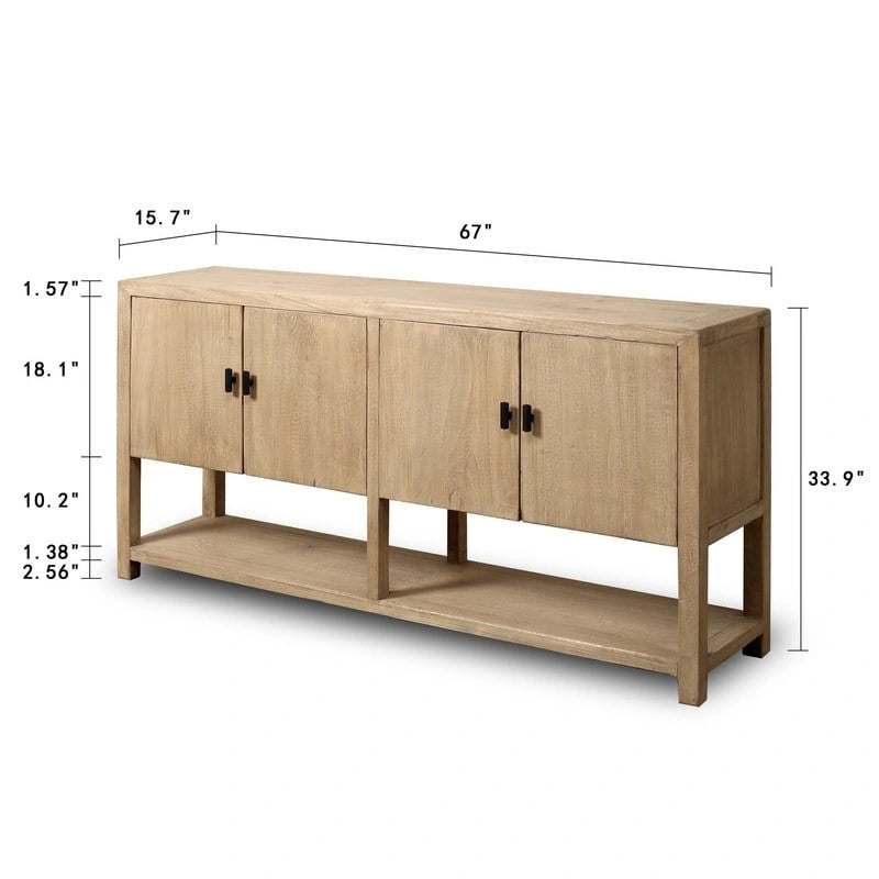 Ca. 170 cm langes Sideboard mit vier Türen und Einlegeboden in naturbelassener Used-Optik